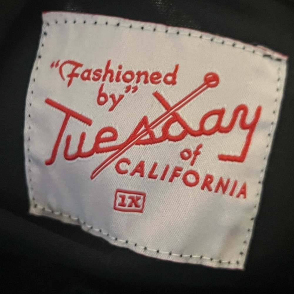 Tuesday of California Black Linen Cotton Ruffle Detail Rodeo Mini Dress 1X - Picture 7 of 8